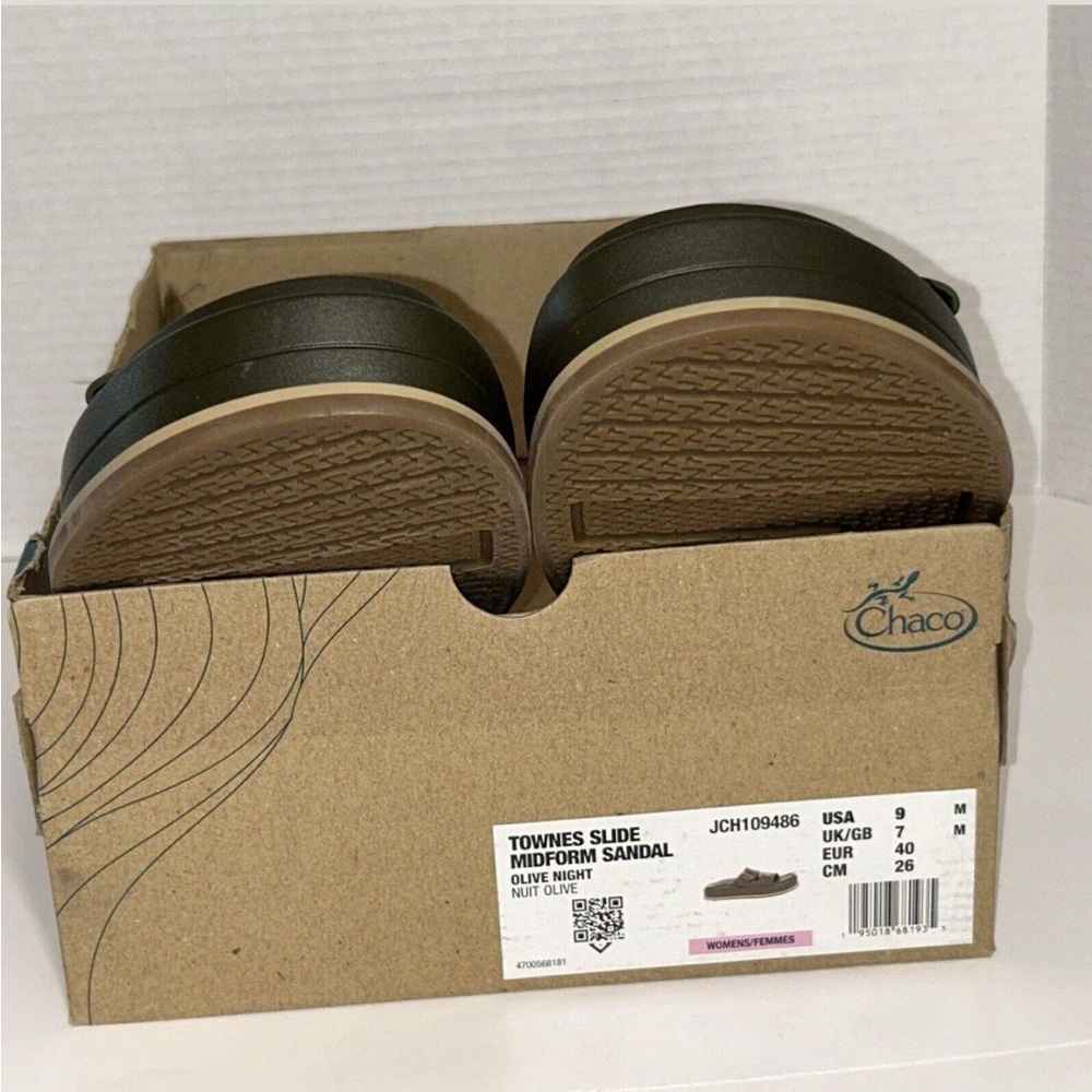Chaco Leather Townes Slide Sandals in Olive Green - Picture 3 of 8